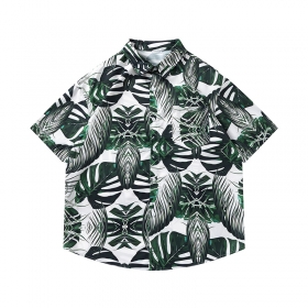 Рубашка белого цвета с принтом пальмовых листьев TIDE EKU