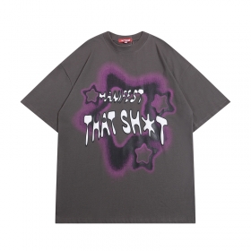 Стильная от бренда LAZY STAR тёмно-серая с короткими рукавами футболка