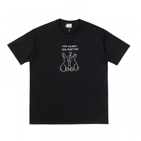 Чёрная хлопковая футболка Vetements с принтом на груди "2 Кролика"