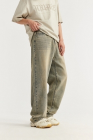 Стильные серо-бежевого цвета джинсы INFLATION прямого кроя