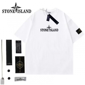 Stone Island качественная футболка в белом цвете из хлопка