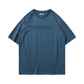 Базовая синяя футболка Carhartt с вышивкой на груди