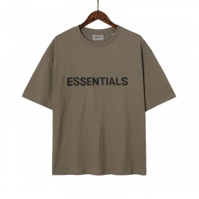 Светло-коричневая брендовая футболка ESSENTIALS с черным принтом