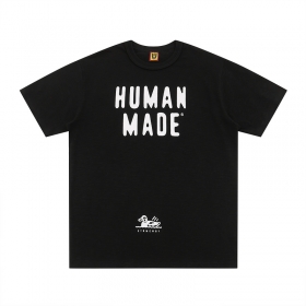 Полностью черная футболка Human made с белым логотипом спереди
