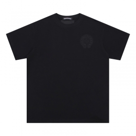 Унисекс чёрная оверсайз футболка с вышитым лого Chrome Hearts