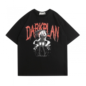 Dark Plan футболка с рисунком "Аниме" чёрная со спущенным рукавом