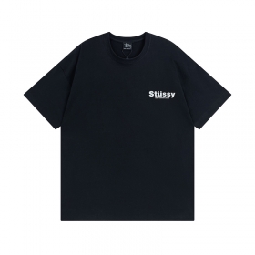Черная футболка Stussy с большим абстрактным принтом на спине
