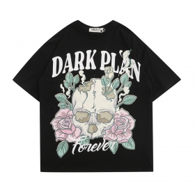 Чёрная с (Черепом и розами) футболка Dark Plan из 100% хлопка
