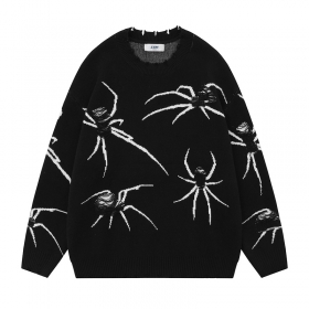Стильный свитер THINKER черного цвета с рисунком "Пауки"