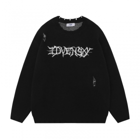 Выполненный в черном цвете брендовый свитер с печатью THINKER