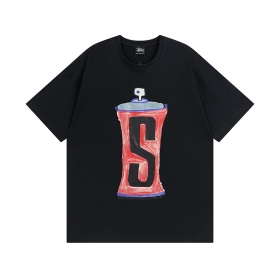 Черного цвета футболка STUSSY "баллончик с краской S"