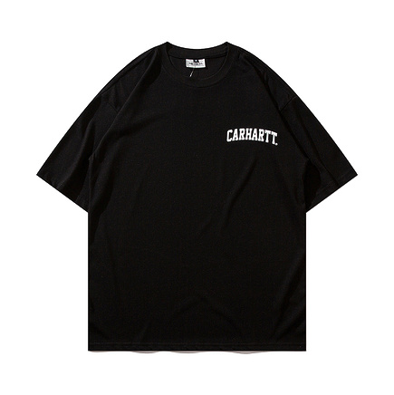 Чёрная повседневная с фирменным логотипом на груди Carhartt футболка