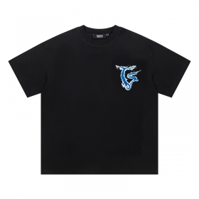 Чёрного-цвета хлопковая футболка Trapstar с принтом "По волнам"