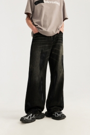 Стильные джинсы в черном цвете с потертостями и мазками INFLATION