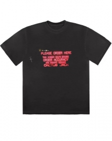 Стильная футболка черная Cactus Jack с красной надписью на груди