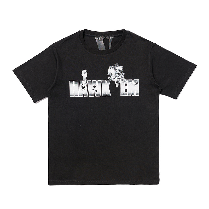 Хлопковая чёрная футболка свободного кроя от бренда VLONE с принтом