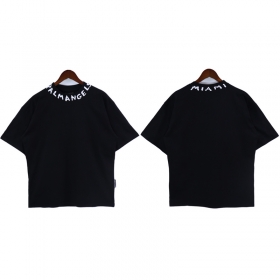 Черная футболка Palm Angels с брендовой надписью вокруг горловины
