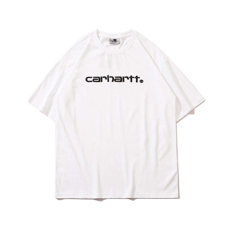 Carhartt футболка белого цвета с вышитым черным лого спереди