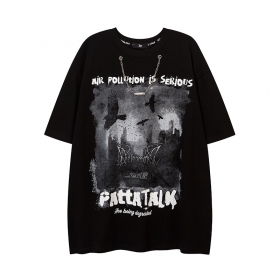 Чёрная футболка PATTA TALK с принтом спереди и надписью-штампом сзади