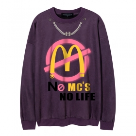 Практичный фиолетовый свитшот SUCKMY с подвеской "Н"