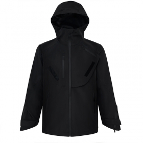 Многофункциональная чёрная куртка SSB с капюшон и молнией на рукавах