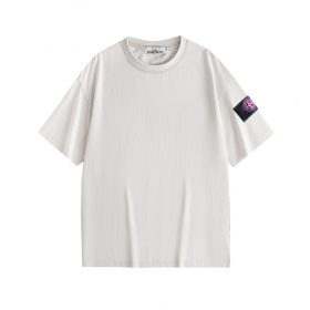 STONE ISLAND футболка с округлым вырезом в белом цвете