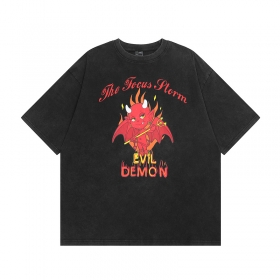 Трендовая чёрная футболка Punch Line с ярким принтом "Демон"