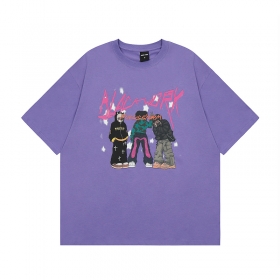 Фиолетовая Punch Line яркая футболка прямого кроя с принтом на груди