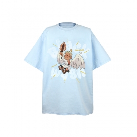 Голубая с принтом футболка VANCARHELL свободного кроя