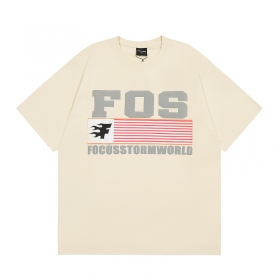 Прямого кроя бежевая футболка Focus Storm с круглым вырезом горловины