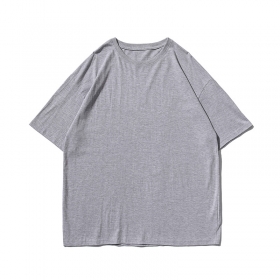 Повседневная хлопковая футболка TIDE EKU серого цвета оверсайз 
