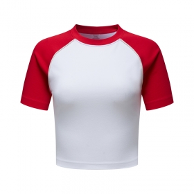 Укороченного фасона футболка BE THRIVED красно-белого цвета