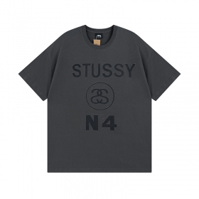 Серая футболка прямого кроя Stussy с надписью Stussy №4