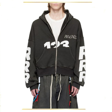 RRR 123 Rivington зип худи черного цвета с логотипом бренда