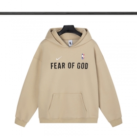 Fear Of God & Nike бежевое объёмное худи с нашитым карманом