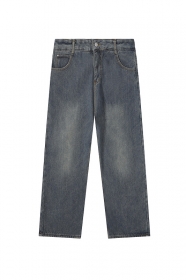 Теплые джинсы DYCN темно синего цвета с потертостями