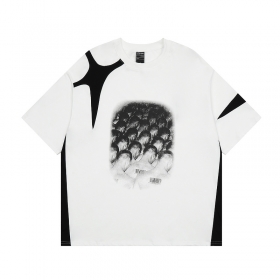 Белая хлопковая Punch Line футболка с чёрными вставками 