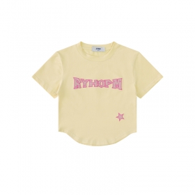 Женская короткая футболка Thinker с надписью в молочном-цвете