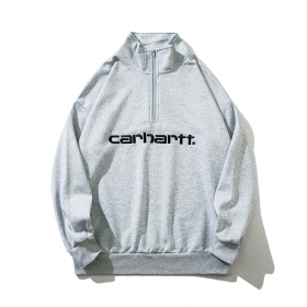 Серый без начеса свитшот Carhartt с воротником на молнии