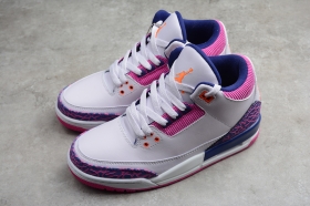 Женские белые кеды Nike Air Jordan 3 Retro GS с розовыми деталями
