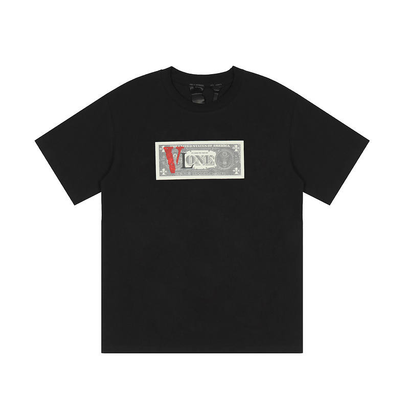 VLONE чёрная футболка с принтом "Доллар" на груди и спине