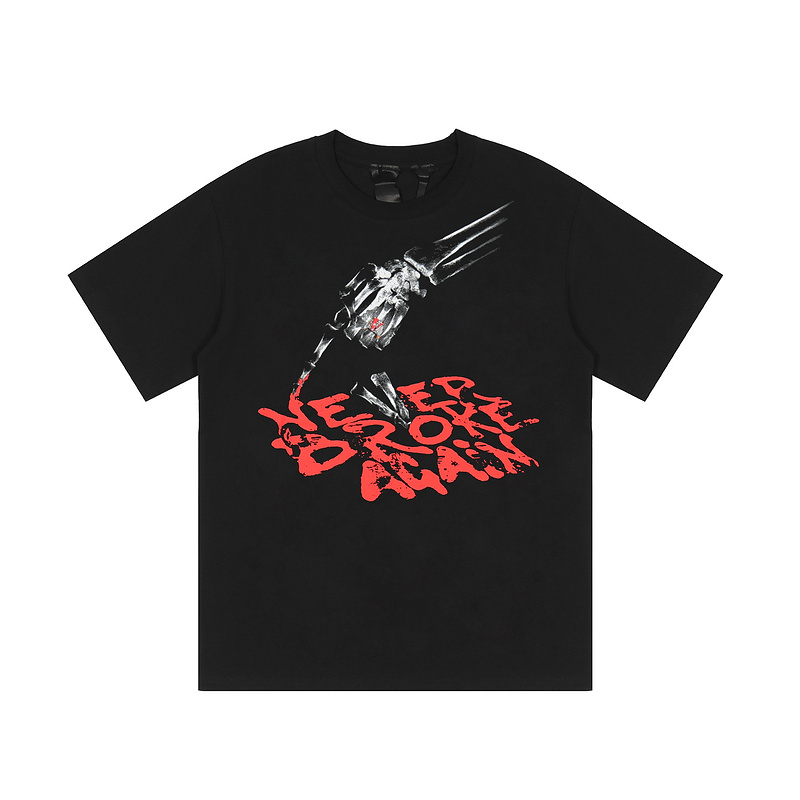 Хлопковая чёрная футболка от бренда VLONE с принтом на груди и спине 