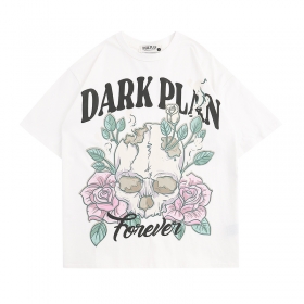 Стильная футболка белого цвета Dark Plan с рисунком "Череп в розах"