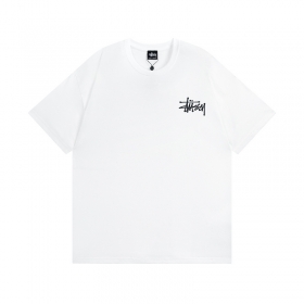 Stussy футболка белого цвета с фирменным принтом "прибой на закате"