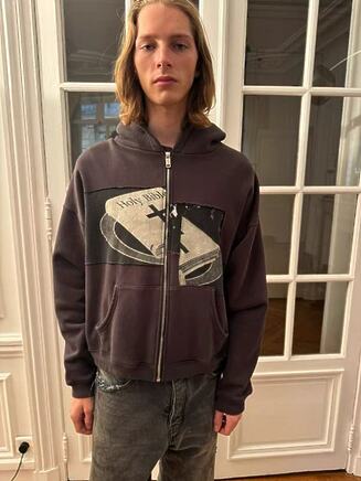 Зип худи теплое в черном цвете Enfants Riches Deprimes