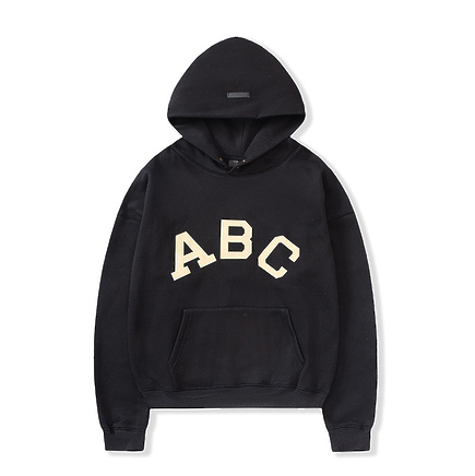 Стильное чёрное худи Fear Of God с буквами "ABC" и цифрой "7" на спине