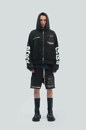 RRR 123 Rivington зип худи на молнии черного цвета с принтом