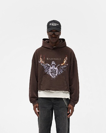 Худи Represent коричневого цвета с надписью на спине