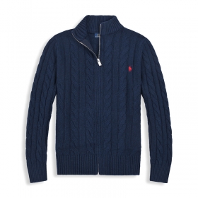Брендовый свитер от Polo Ralph Lauren темно-синего цвета крупной вязки