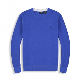 Брендовый синий свитер Polo Ralph Lauren с округлой горловиной